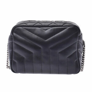 SAINT LAURENT Chain Shoulder Bag Black Calfskin
